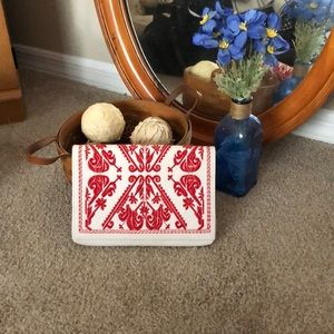 Red/white clutch purse